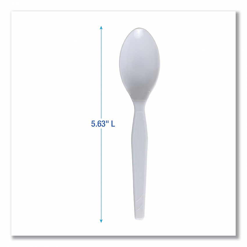 Mediumweight Polystyrene Cutlery, Spoon, Plastic, White, 100/Box, 10 Boxes/Carton (SPOONMWPSCT)