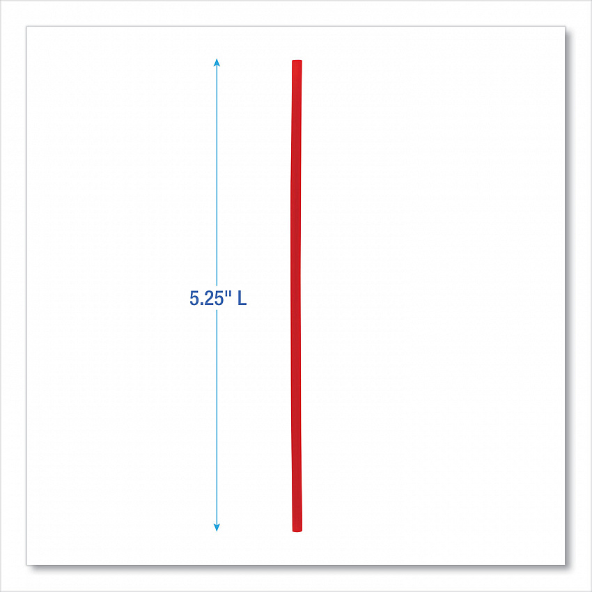 Single-Tube Stir-Straws,5.25", Polypropylene, Red, 1,000/Pack, 10 Packs/Carton (STRU525R10)