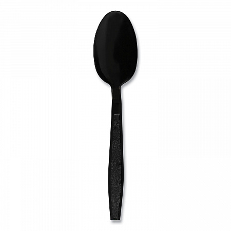 Heavyweight Polypropylene Cutlery, Spoon, Plastic, Black, 1,000/Carton (TEAHWPPBLA)