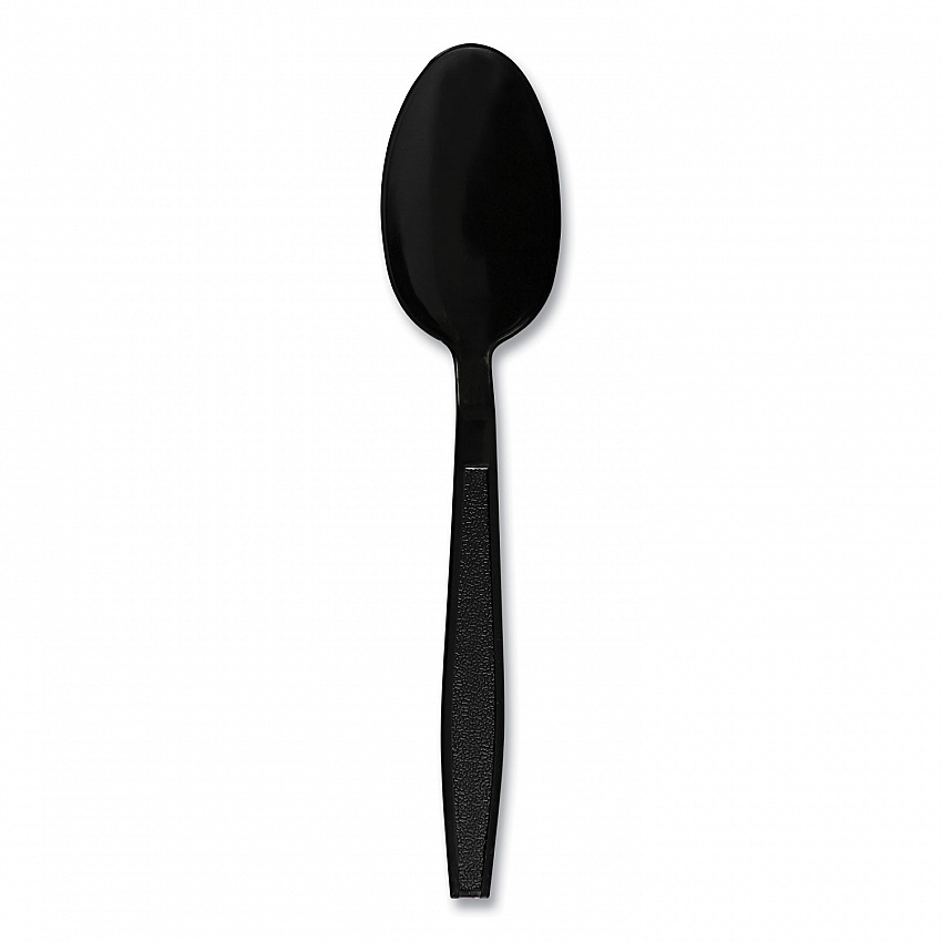 Heavyweight Polypropylene Cutlery, Spoon, Plastic, Black, 1,000/Carton (TEAHWPPBLA)