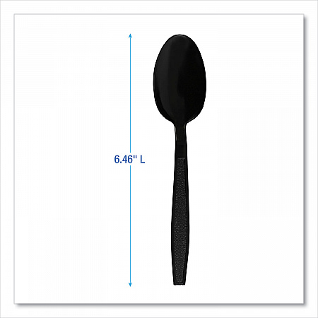 Heavyweight Polypropylene Cutlery, Spoon, Plastic, Black, 1,000/Carton (TEAHWPPBLA)