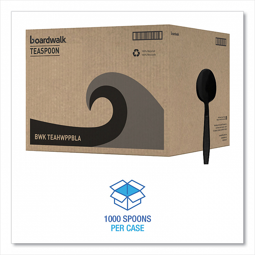 Heavyweight Polypropylene Cutlery, Spoon, Plastic, Black, 1,000/Carton (TEAHWPPBLA)