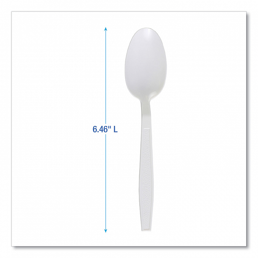 Heavyweight Polypropylene Cutlery, Spoon, Plastic, White, 1,000/Carton (TEAHWPPWH)