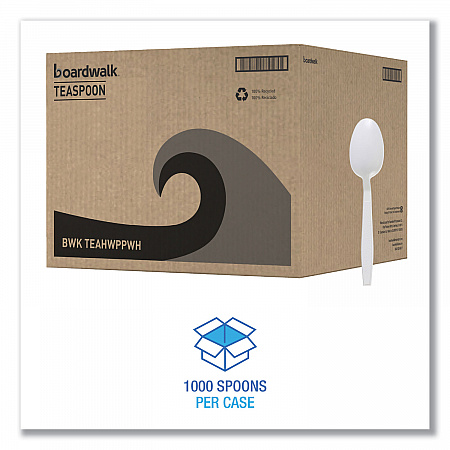 Heavyweight Polypropylene Cutlery, Spoon, Plastic, White, 1,000/Carton (TEAHWPPWH)