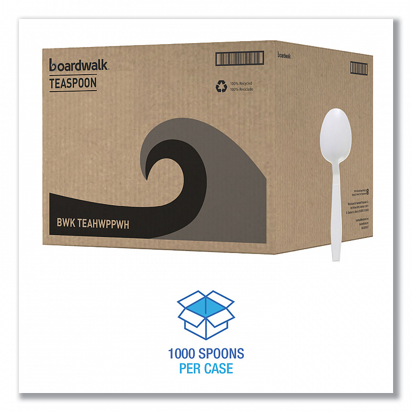 Heavyweight Polypropylene Cutlery, Spoon, Plastic, White, 1,000/Carton (TEAHWPPWH)