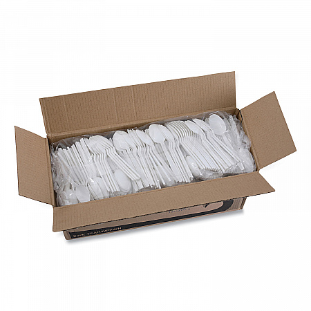 Heavyweight Polypropylene Cutlery, Spoon, Plastic, White, 1,000/Carton (TEAHWPPWH)
