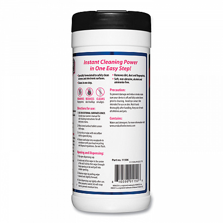 Antistatic Screen Cleaning Wipes, Premoistened, 5 x 7, Clean Scent, White, 70/Canister (11506)