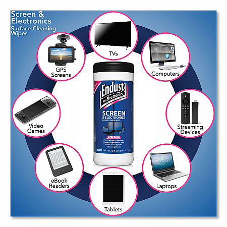 Antistatic Screen Cleaning Wipes, Premoistened, 5 x 7, Clean Scent, White, 70/Canister (11506)