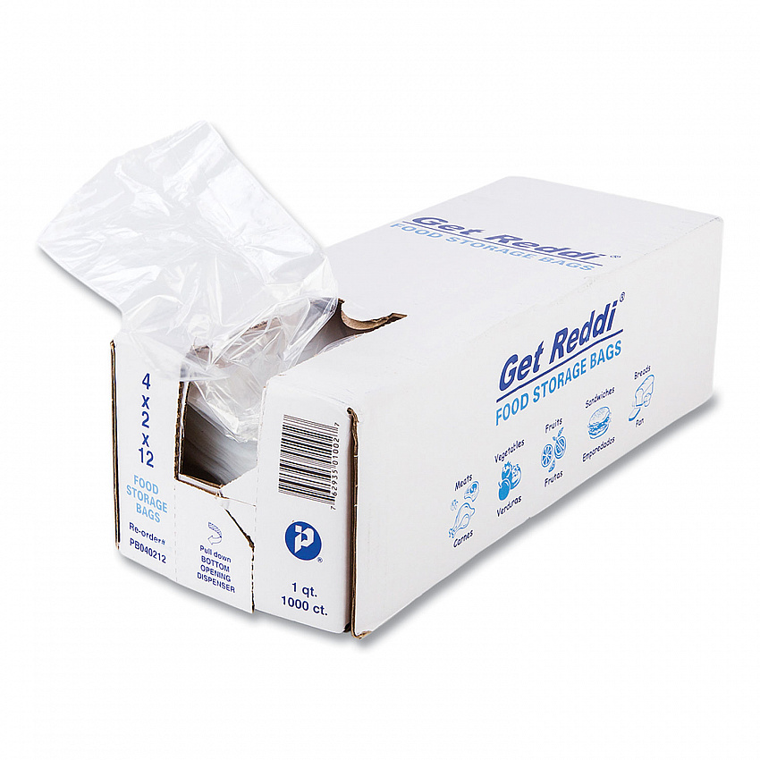 Food Bags, 32 oz, 4" x 2" x 12", Clear, 1,000/Carton (PB040212)