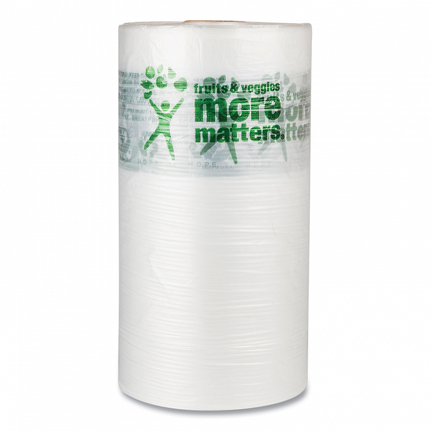 Produce Bags, Fruits and Veggies - More Matters Labeling, 0.35 mil, 10" x 15", Clear, 1,400 Bags/Roll, 4 Rolls/Carton (PHMORE15NS)