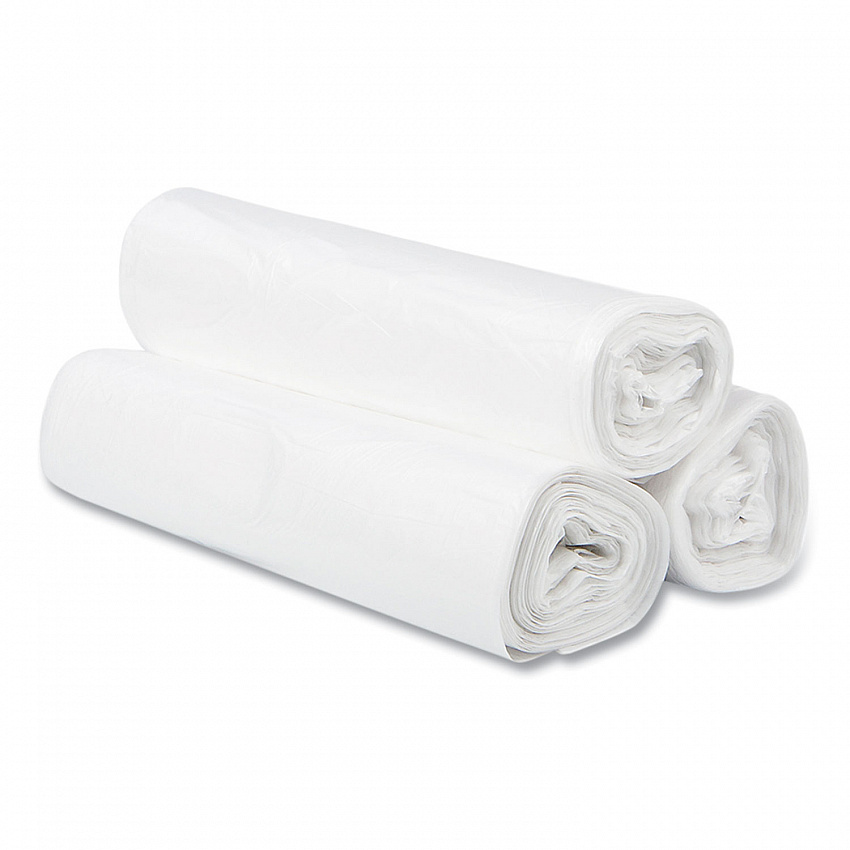 High-Density Commercial Can Liners, 30 gal, 10 mic, 30" x 37", Clear, Interleaved Roll, 25 Bags/Roll, 20 Rolls/Carton (S303710N)