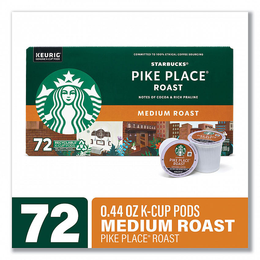 Pike Place Coffee K-Cups, Pike Place Roast, 72/Carton (22002158)
