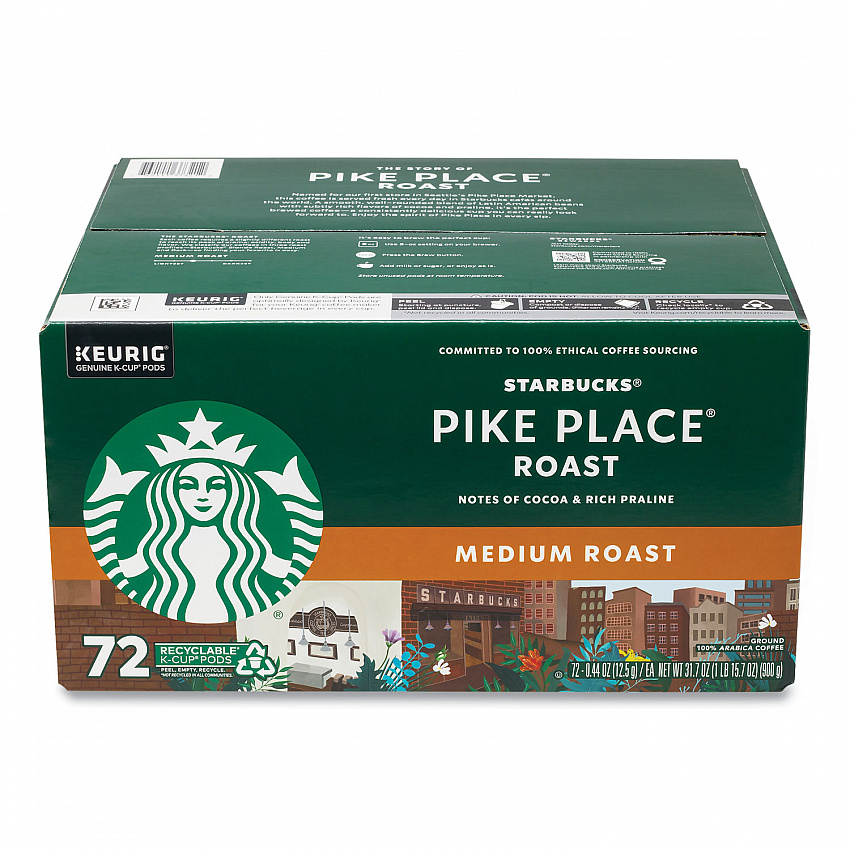Pike Place Coffee K-Cups, Pike Place Roast, 72/Carton (22002158)