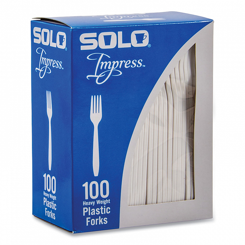 Impress Heavyweight Full-Length Polystyrene Cutlery, Fork, Plastic, White, 100/Box, 10 Boxes/Carton (HSWFX0007)