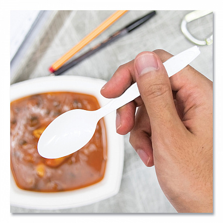 Impress Heavyweight Full-Length Polystyrene Cutlery, Spoon, Plastic, White, 100/Box, 10 Boxes/Carton (HSWTX0007)