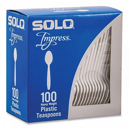 Impress Heavyweight Full-Length Polystyrene Cutlery, Spoon, Plastic, White, 100/Box, 10 Boxes/Carton (HSWTX0007)