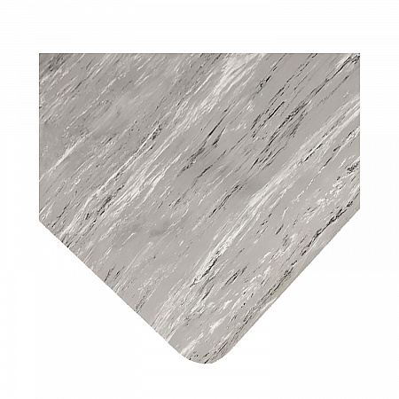 Cushion-Step Marbleized Rubber Mat, Rectangular, Gray Smooth Surface, 24