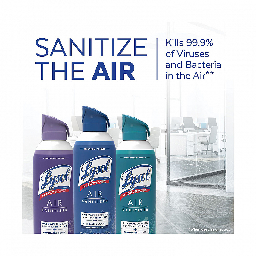 Air Sanitizer Spray, White Linen Scent, 10 oz Aerosol Spray, 6/Carton (99351CT)