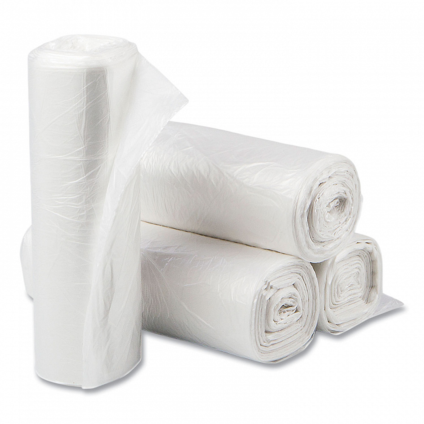 High-Density Commercial Can Liners, 10 gal, 6 mic, 24" x 24", Natural, Perforated Roll, 50 Bags/Roll, 20 Rolls/Carton (EC242406N)