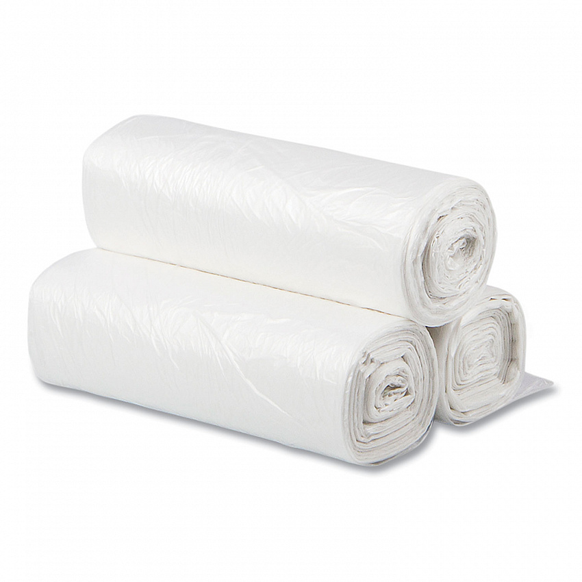 High-Density Commercial Can Liners, 10 gal, 6 mic, 24" x 24", Natural, Perforated Roll, 50 Bags/Roll, 20 Rolls/Carton (EC242406N)