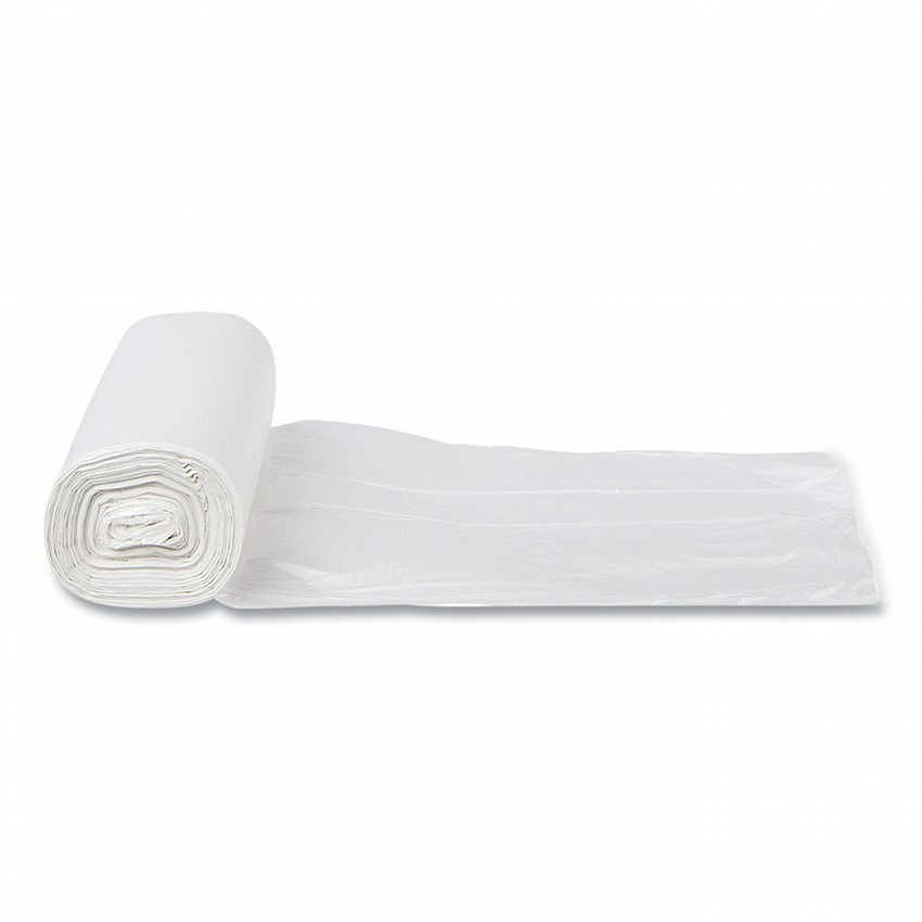 High-Density Commercial Can Liners, 10 gal, 6 mic, 24" x 24", Natural, Perforated Roll, 50 Bags/Roll, 20 Rolls/Carton (EC242406N)