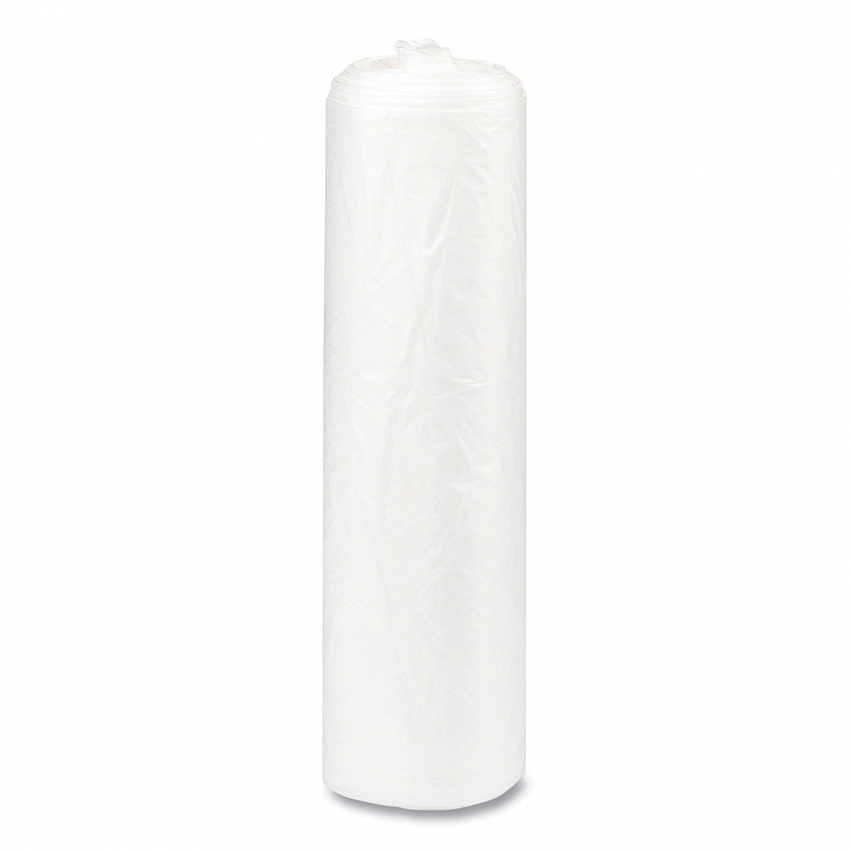 High-Density Commercial Can Liners, 10 gal, 8 mic, 24" x 24", Natural, Interleaved Roll, 50 Bags/Roll, 20 Rolls/Carton (S242408N)