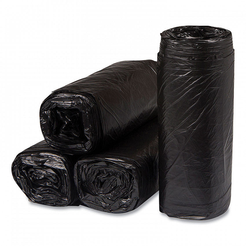 High-Density Commercial Can Liners, 16 gal, 8 mic, 24" x 33", Black, Interleaved Roll, 50 Bags/Roll, 20 Rolls/Carton (S243308K)