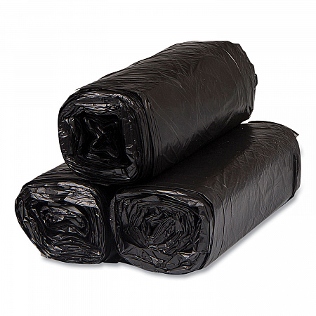 High-Density Commercial Can Liners, 16 gal, 8 mic, 24" x 33", Black, Interleaved Roll, 50 Bags/Roll, 20 Rolls/Carton (S243308K)