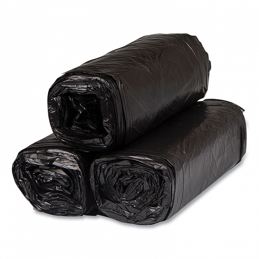 High-Density Commercial Can Liners, 16 gal, 8 mic, 24" x 33", Black, Interleaved Roll, 50 Bags/Roll, 20 Rolls/Carton (S243308K)