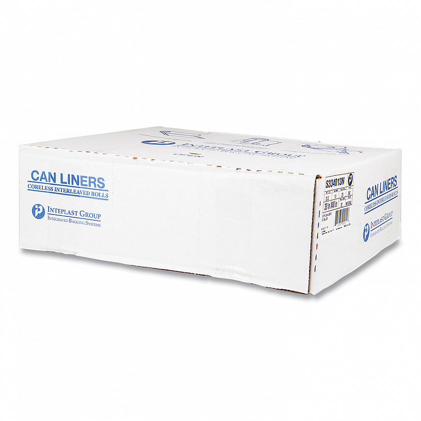 High-Density Commercial Can Liners, 33 gal, 13 mic, 33" x 40", Clear, Interleaved Roll, 25 Bags/Roll, 20 Rolls/Carton (S334013N)