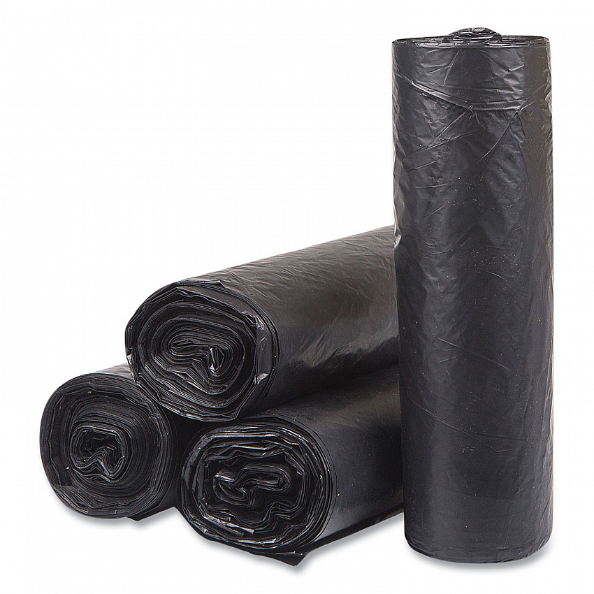 High-Density Commercial Can Liners, 33 gal, 16 mic, 33" x 40", Black, Interleaved Roll, 25 Bags/Roll, 10 Rolls/Carton (S334016K)