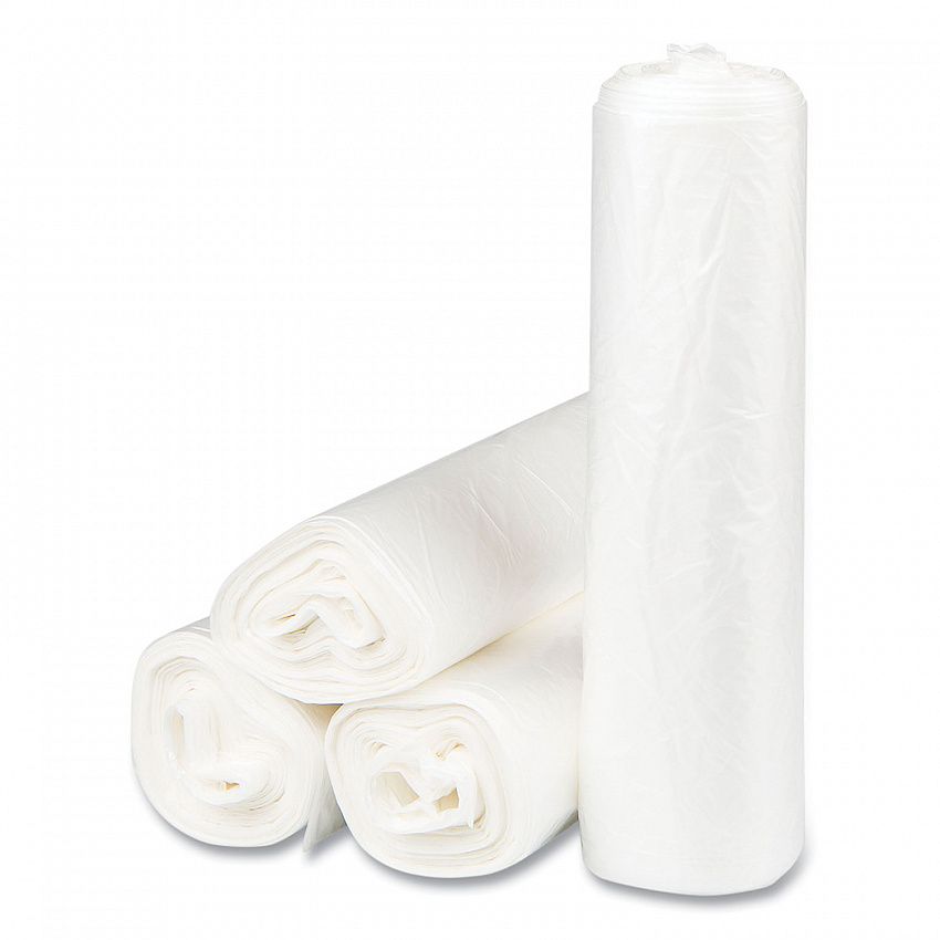 High-Density Commercial Can Liners, 33 gal, 17 mic, 33" x 40", Clear, Interleaved Roll, 25 Bags/Roll, 10 Rolls/Carton (S334017N)