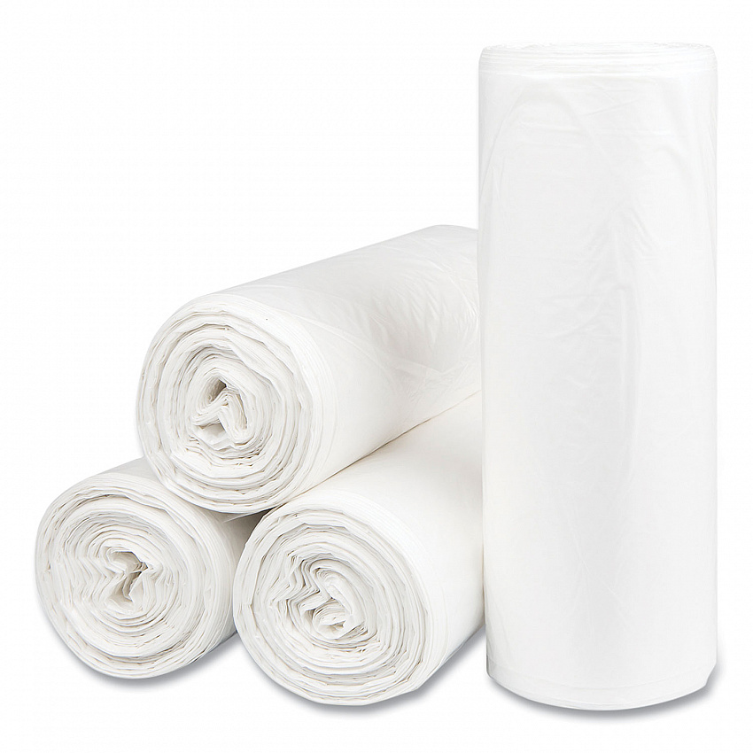 High-Density Commercial Can Liners, 55 gal, 14 mic, 36" x 60", Clear, Interleaved Roll, 25 Bags/Roll, 8 Rolls/Carton (S366014N)