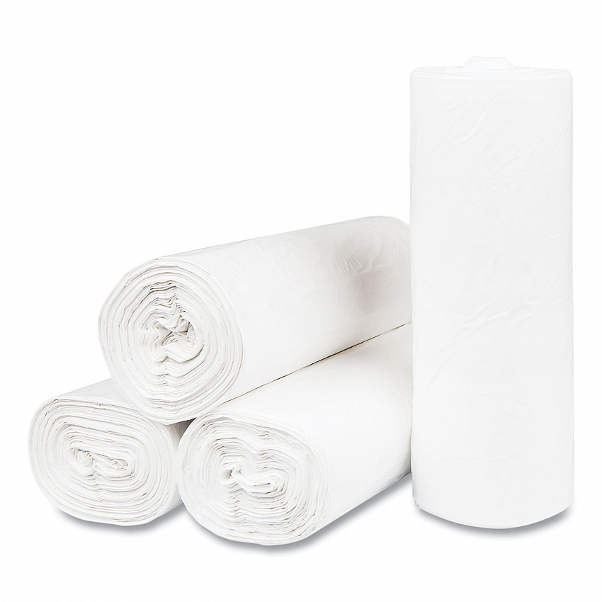 High-Density Commercial Can Liners, 55 gal, 17 mic, 36" x 60", Clear, Interleaved Roll, 25 Bags/Roll, 8 Rolls/Carton (S366017N)