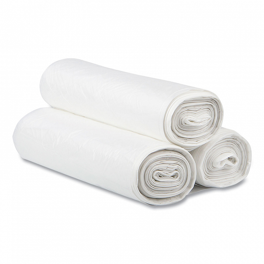 High-Density Commercial Can Liners, 60 gal, 14 mic, 38" x 60", Clear, Interleaved Roll, 25 Bags/Roll, 8 Rolls/Carton (S386014N)