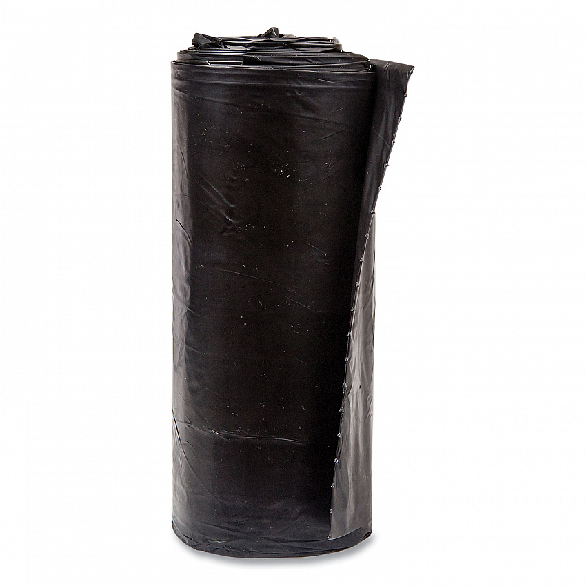 High-Density Commercial Can Liners, 60 gal, 17 mic, 38" x 60", Black, Interleaved Roll, 25 Bags/Roll, 8 Rolls/Carton (S386017K)