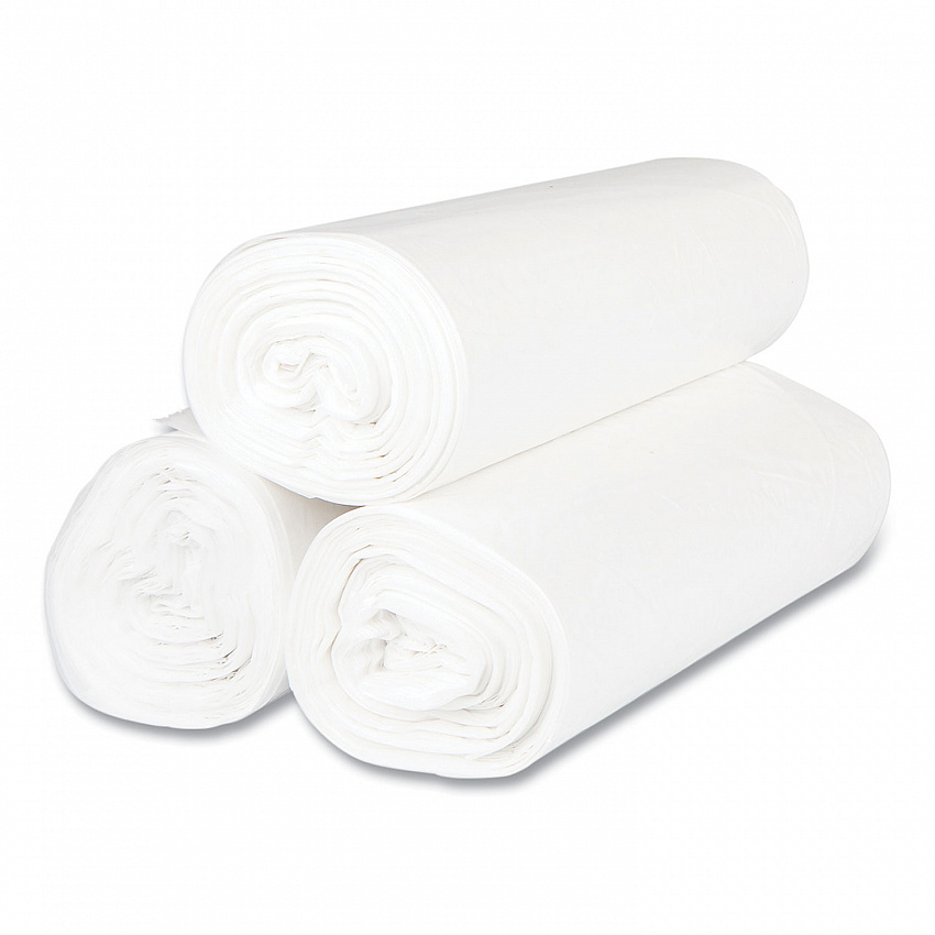 High-Density Commercial Can Liners, 45 gal, 12 mic, 40" x 48", Clear, Interleaved Roll, 25 Bags/Roll, 10 Rolls/Carton (S404812N)