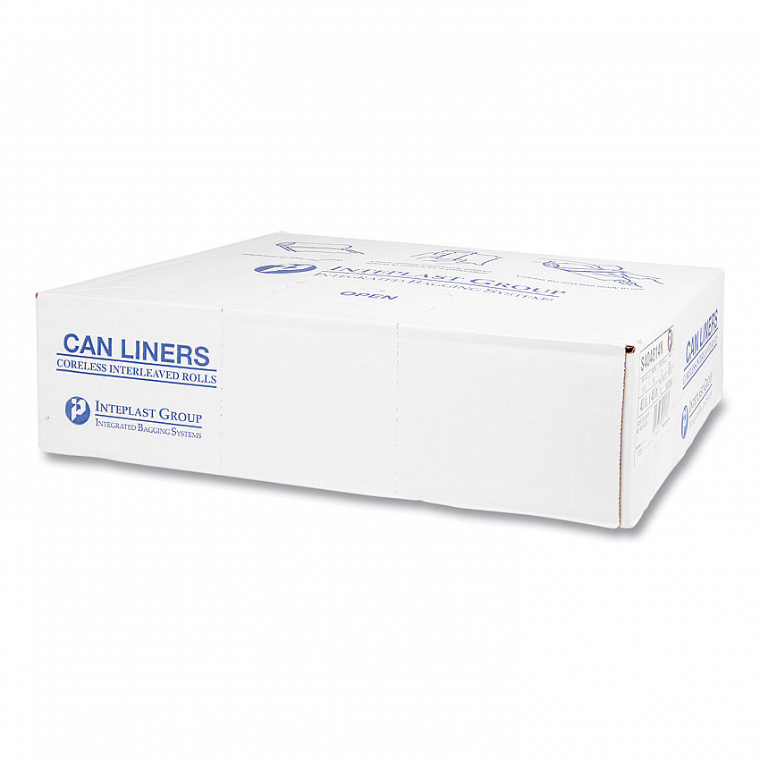 High-Density Commercial Can Liners, 45 gal, 14 mic, 40" x 48", Clear, Interleaved Roll, 25 Bags/Roll, 10 Rolls/Carton (S404814N)