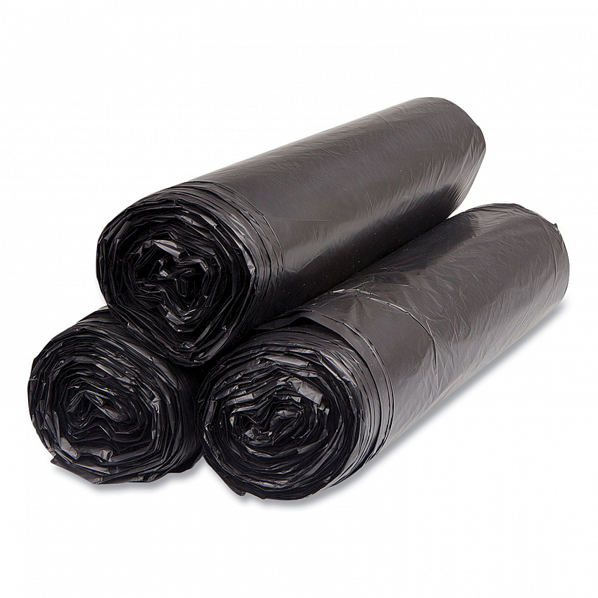 High-Density Commercial Can Liners, 45 gal, 16 mic, 40" x 48", Black, Interleaved Roll, 25 Bags/Roll, 10 Rolls/Carton (S404816K)