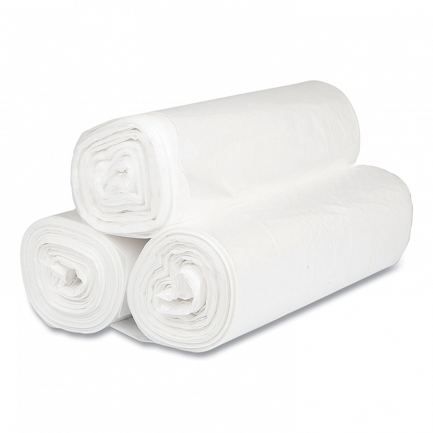 High-Density Commercial Can Liners, 45 gal, 16 mic, 40" x 48", Clear, Interleaved Roll, 25 Bags/Roll, 10 Rolls/Carton (S404816N)