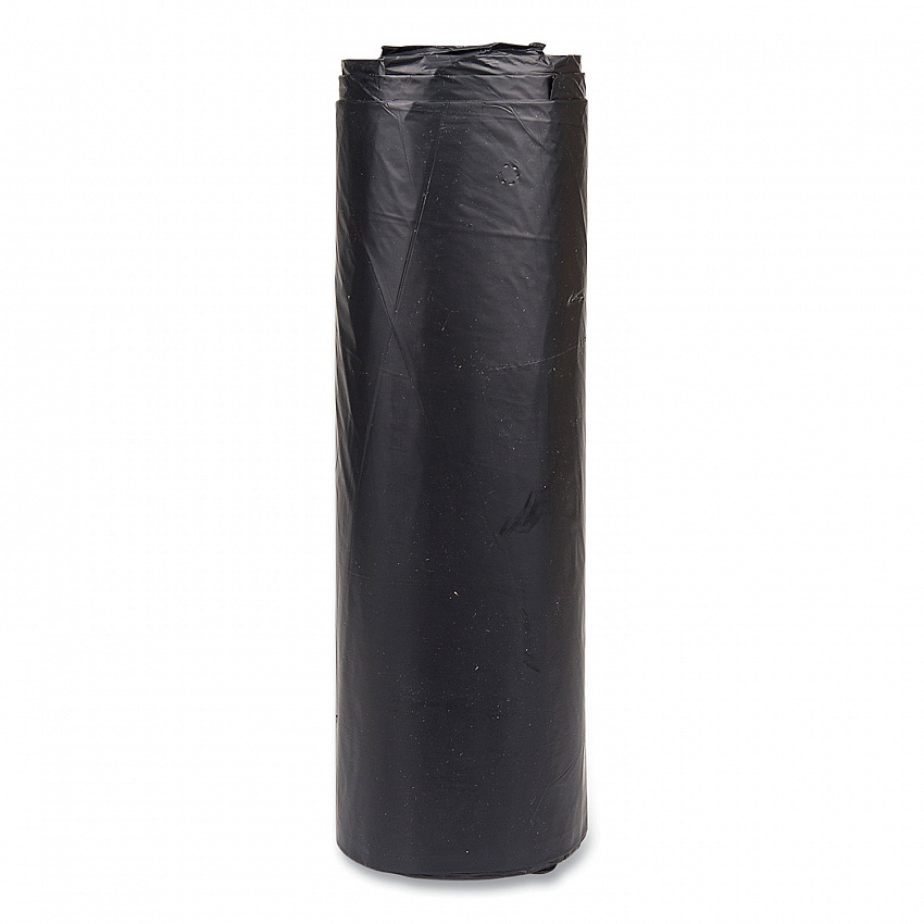 High-Density Commercial Can Liners, 45 gal, 22 mic, 40" x 48", Black, Interleaved Roll, 25 Bags/Roll, 6 Rolls/Carton (S404822K)