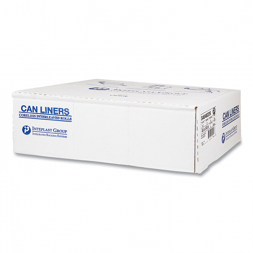 High-Density Commercial Can Liners, 45 gal, 22 mic, 40" x 48", Black, Interleaved Roll, 25 Bags/Roll, 6 Rolls/Carton (S404822K)