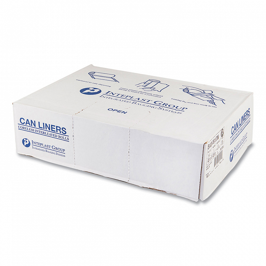 High-Density Commercial Can Liners, 56 gal, 17 mic, 43" x 48", Clear, Interleaved Roll, 25 Bags/Roll, 8 Rolls/Carton (S434817N)