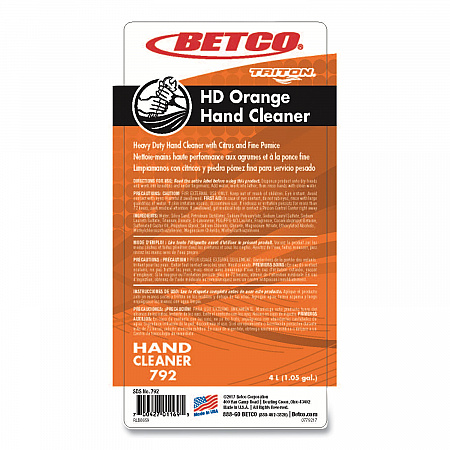 HD Orange Hand Cleaner Refill, For Triton Dispensers, Citrus Zest Scent, 4 L, 4/Carton (7923100)