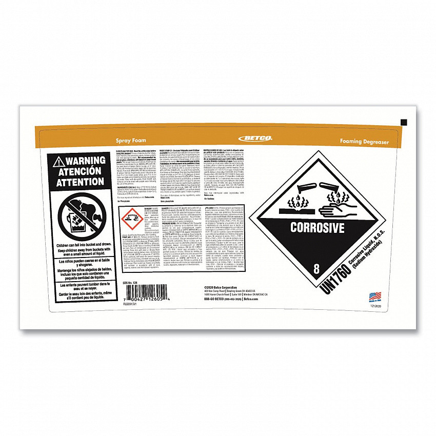 Spray Foam Degreaser, Unscented, 5 gal Pail (1260500)