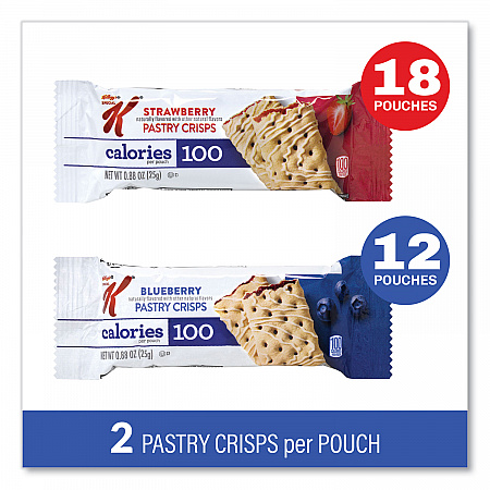 Special K Pastry Crisps, (36) Strawberry; (24) Blueberry, 0.88 oz, 2/Pouch, 30 Pouches/Carton (22001007)