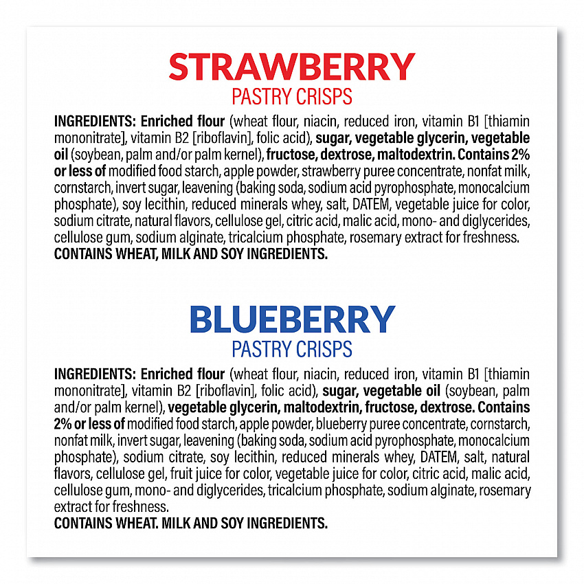 Special K Pastry Crisps, (36) Strawberry; (24) Blueberry, 0.88 oz, 2/Pouch, 30 Pouches/Carton (22001007)