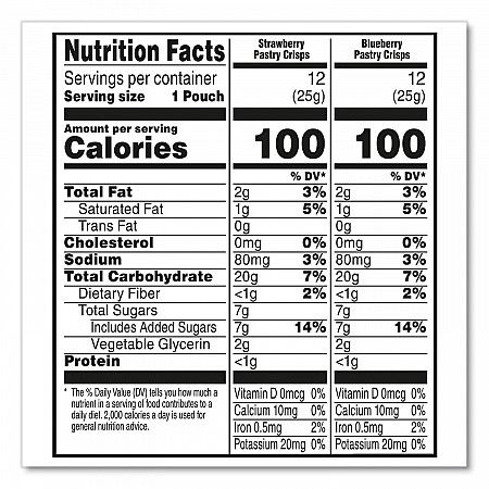Special K Pastry Crisps, (36) Strawberry; (24) Blueberry, 0.88 oz, 2/Pouch, 30 Pouches/Carton (22001007)