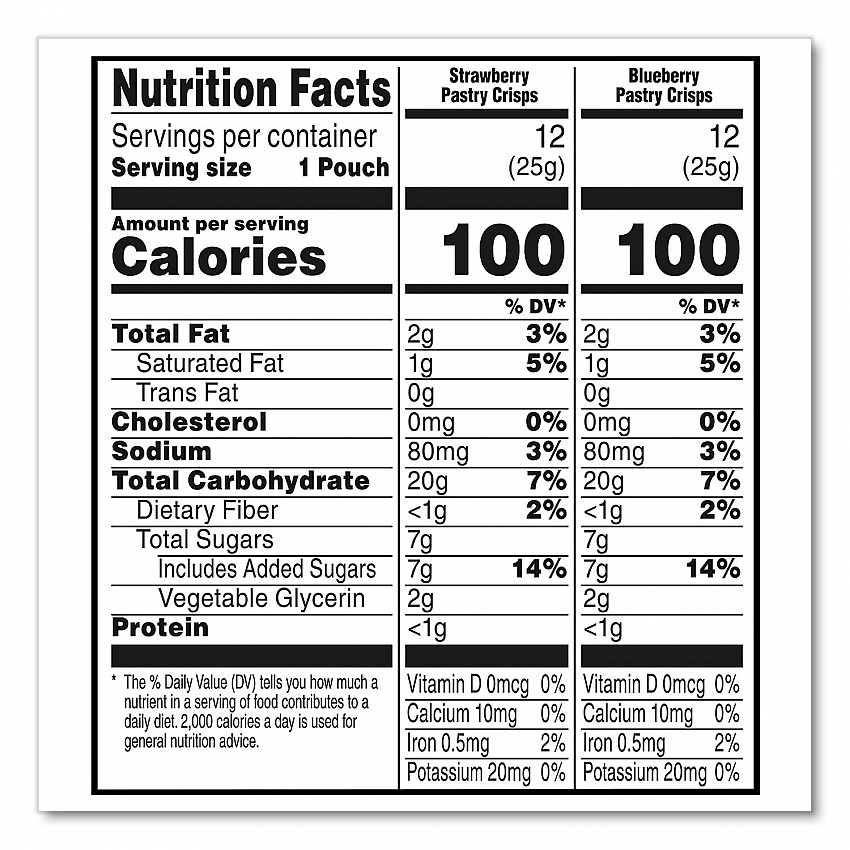 Special K Pastry Crisps, (36) Strawberry; (24) Blueberry, 0.88 oz, 2/Pouch, 30 Pouches/Carton (22001007)