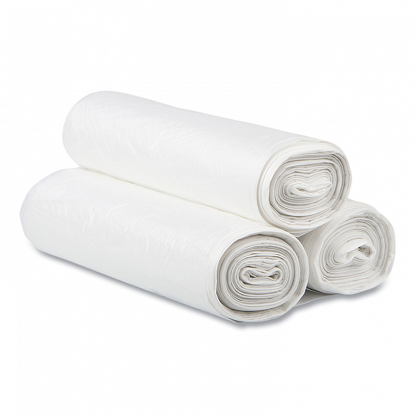 Draw-Tuff Institutional Draw-Tape Can Liners, Drawstring, 12 gal, 28" x 24", White, 25 Bags/Roll, 12 Rolls/Carton (DT12GALW)